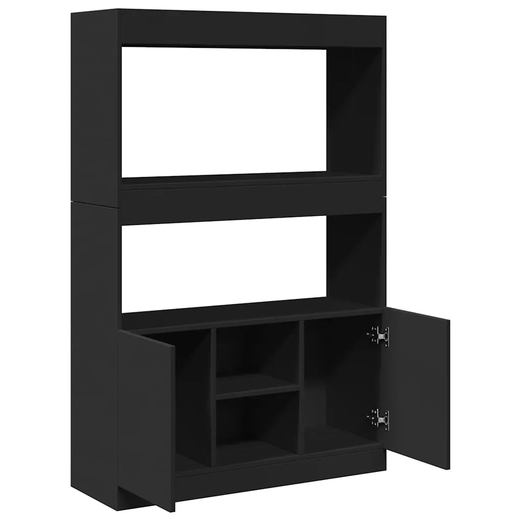 Credenza | Madia | Buffet da pranzo | Armadio da pranzo Nera 92x33x140 cm in Legno Multistrato