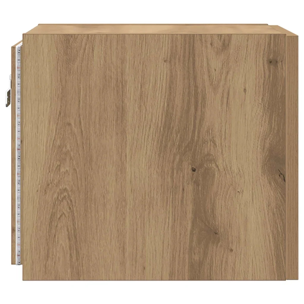 Mobile TV moderno a parete con pratico vano contenitore 30,5 x 35 x 30 cm atmosfera accogliente finitura in rovere ingegnerizzato stile artigianale 02_0055048