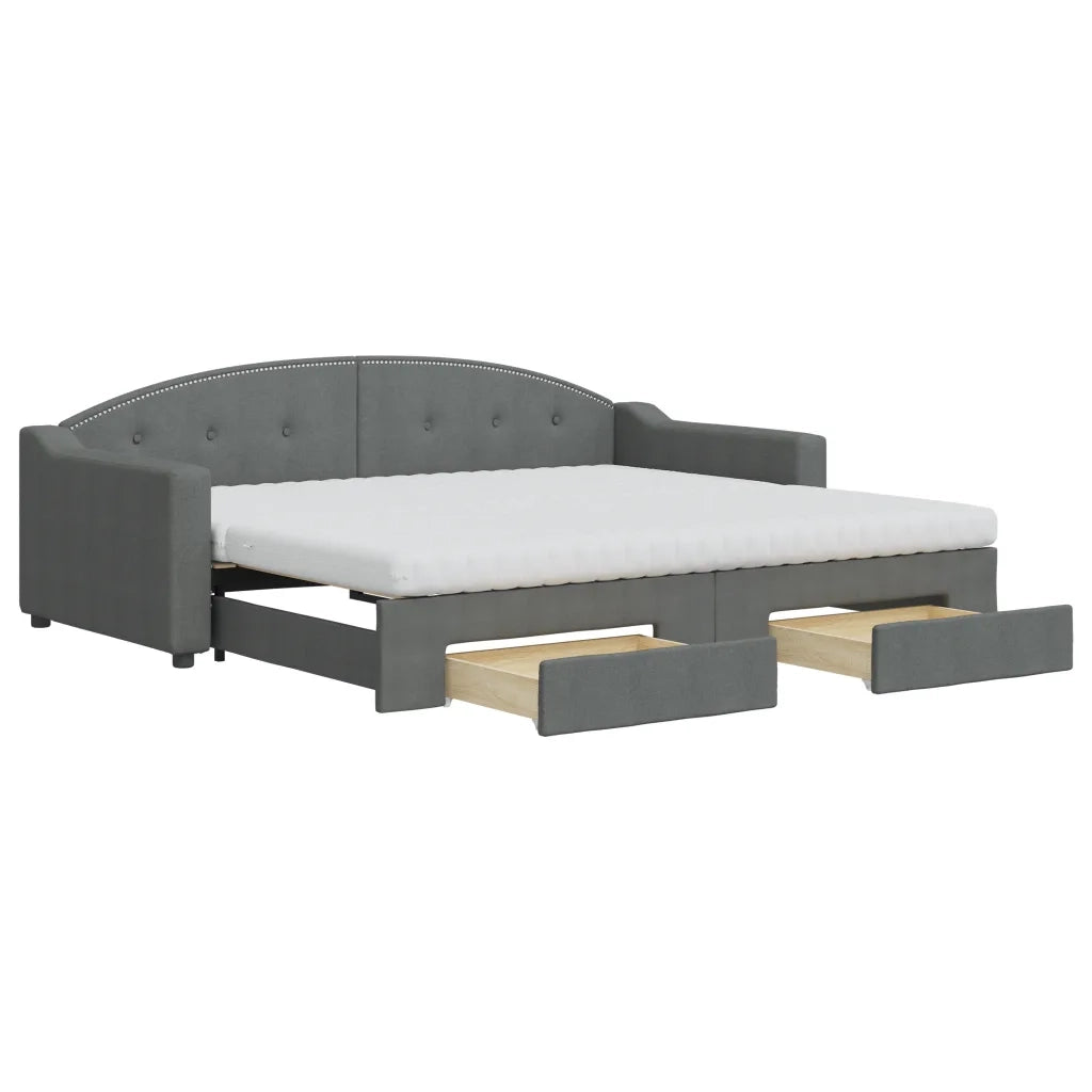 Divano Letto Estraibile Cassetti Grigio Scuro 90x200cm Tessuto 3197585
