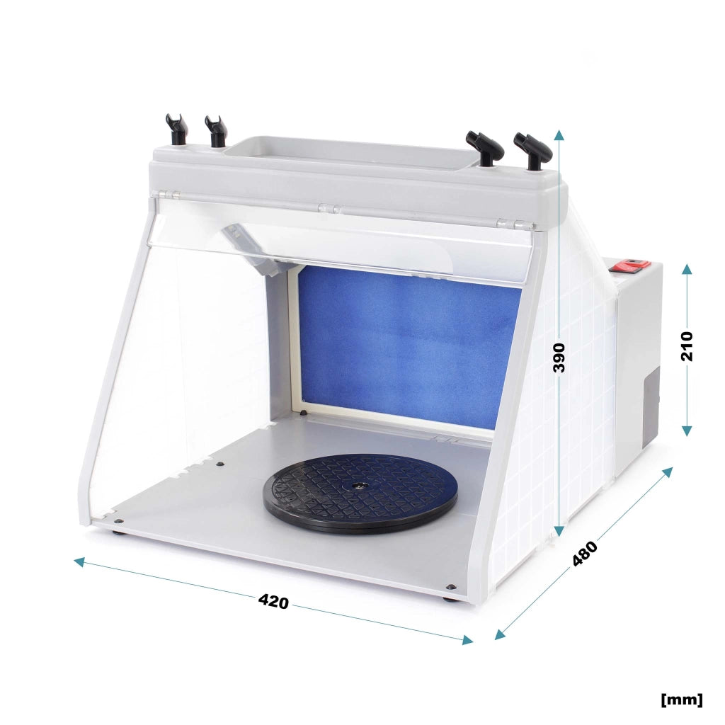 Cabina di aspirazione per verniciatura ad aerografo, con porta utensili e LED 4 m³/min, Paint station