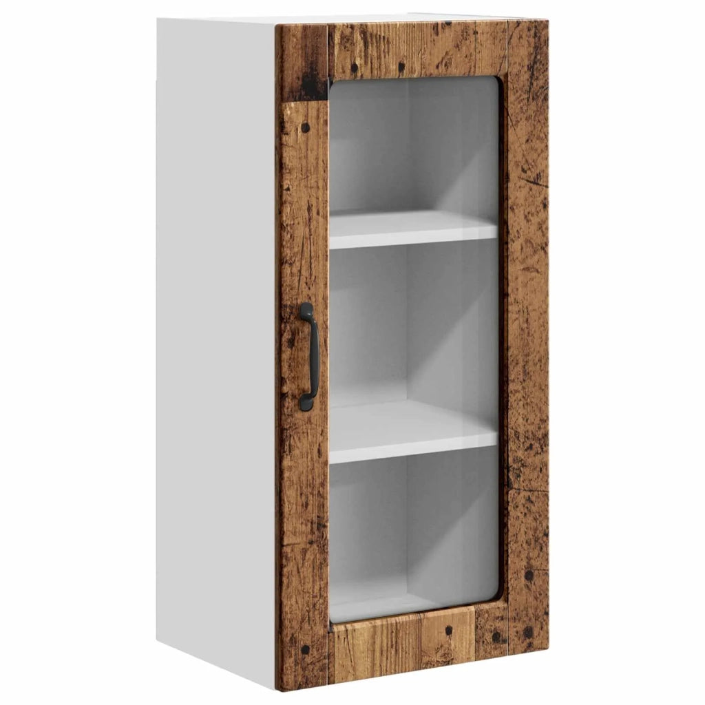 Pensile da cucina | Mobile in vetro da parete LUCCA 2 pz Legno antico