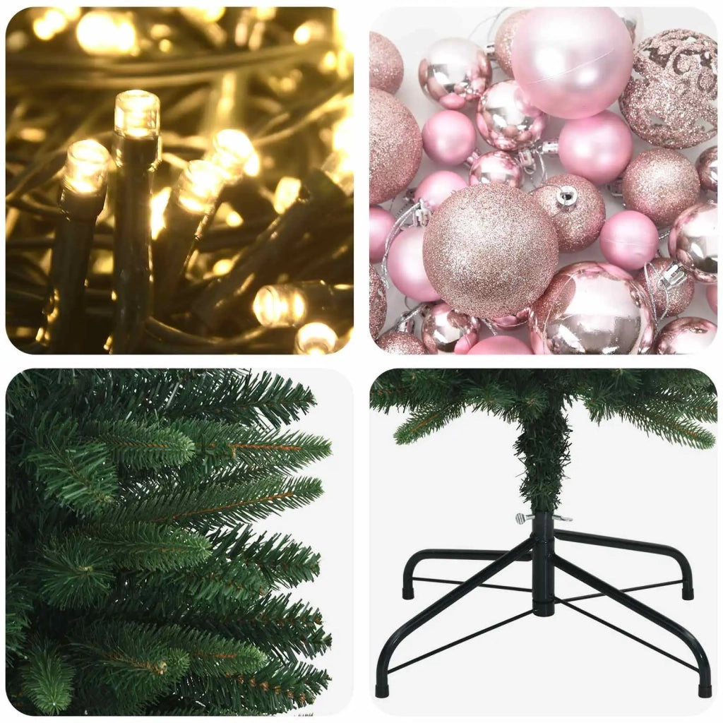 Albero di Natale Artificiale Slim con Palline 120 cm 150 LED 3465829