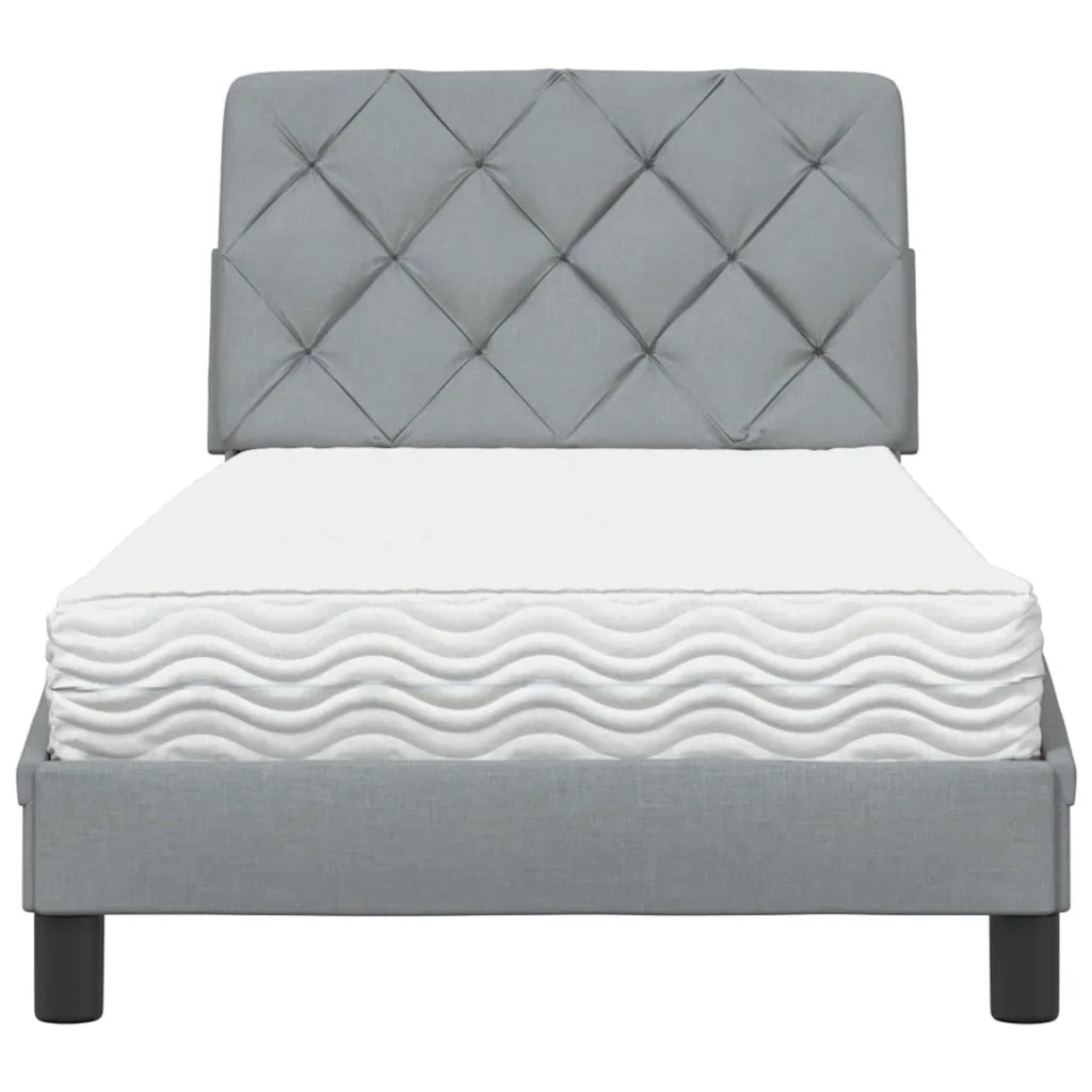 Letto con Materasso-Struttura Letto con Materasso Grigio Chiaro 90x190 cm in Tessuto