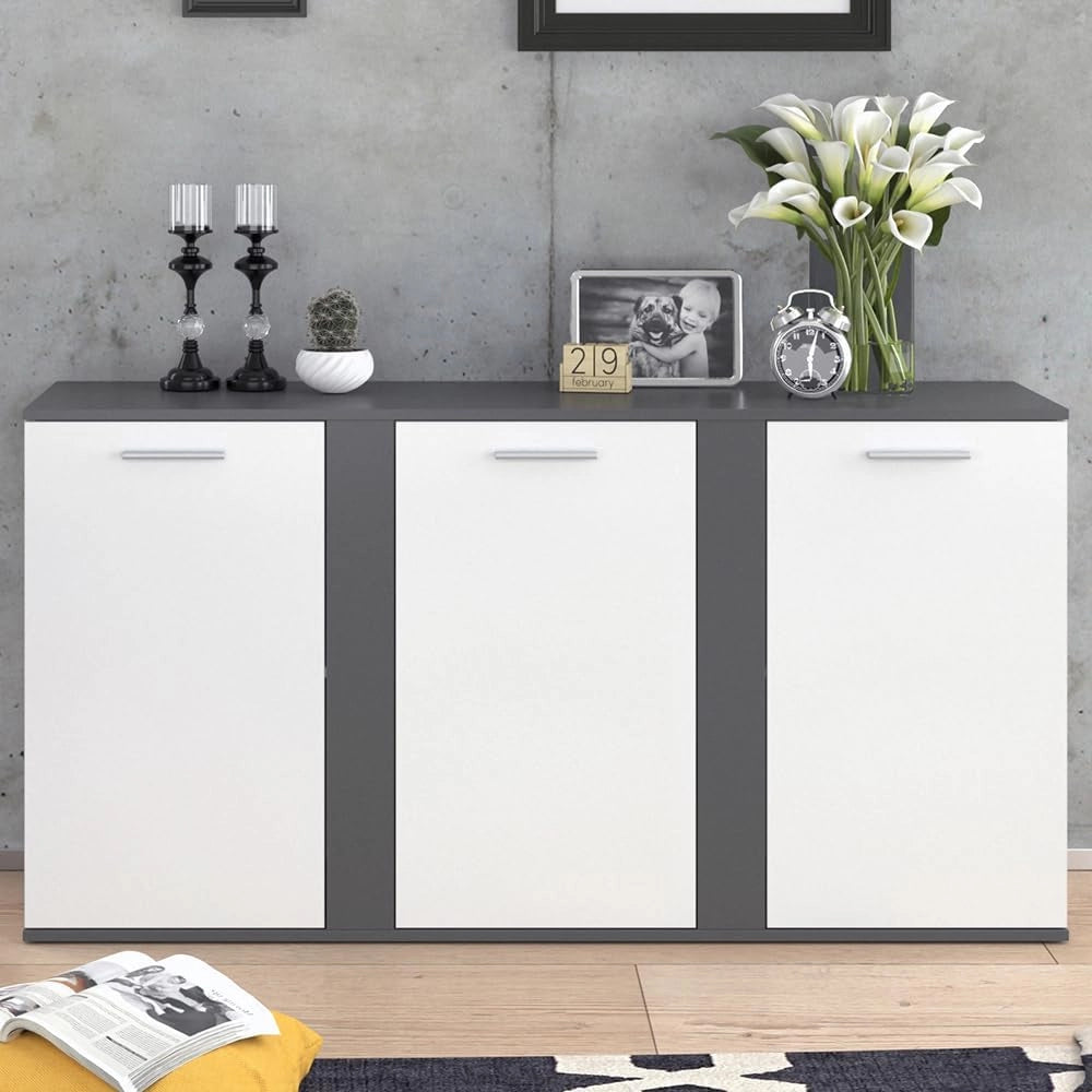Credenza Novelli, Antracite, 40 x 80 cm con ante, adatto per riporre abiti e oggetti per la casa