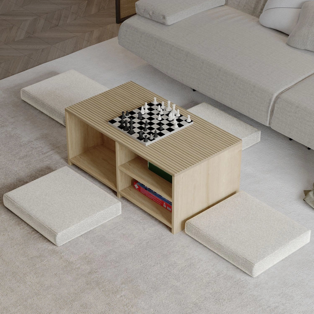 Tavolino in legno "Gord" - 90 x 45 x 44 cm - Beige