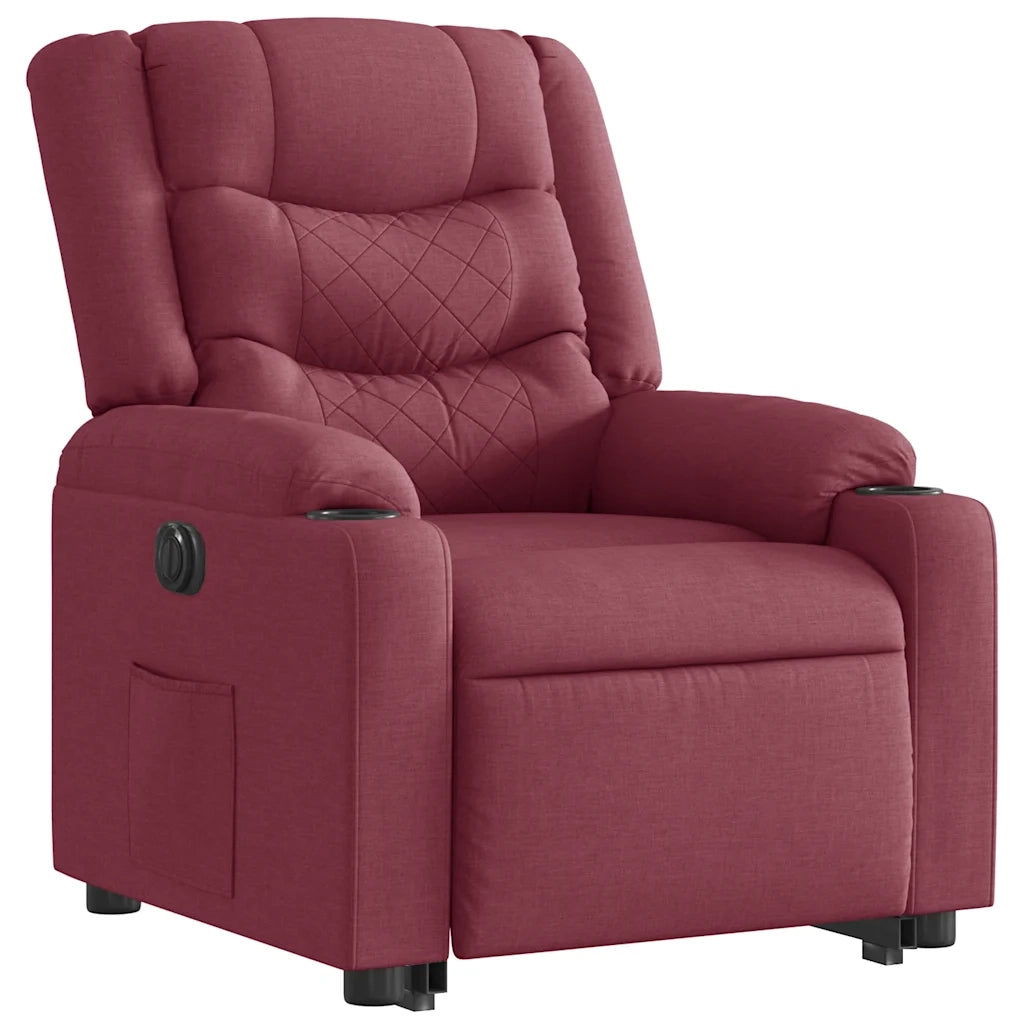 Poltrona Alzapersona Reclinabile Elettrica Rosso Vino Tessuto 3310275
