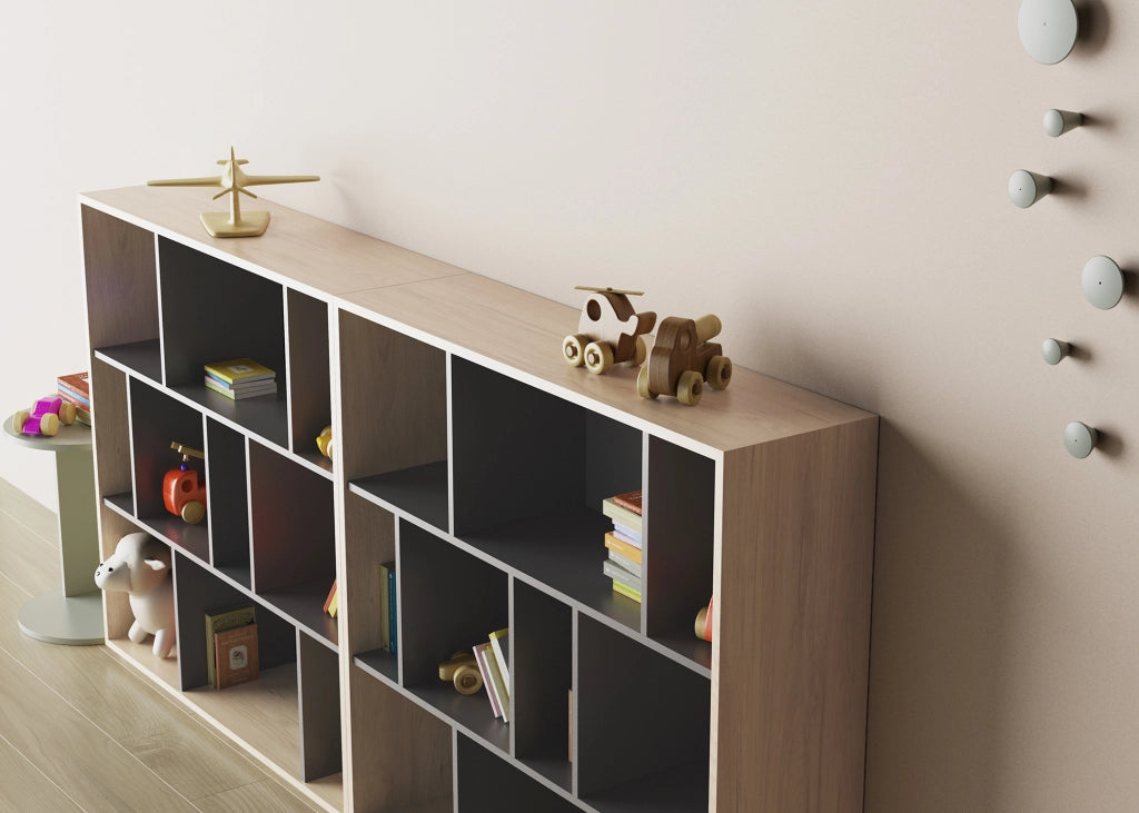 Libreria Herdasa effetto rovere e grafite 117x119x32