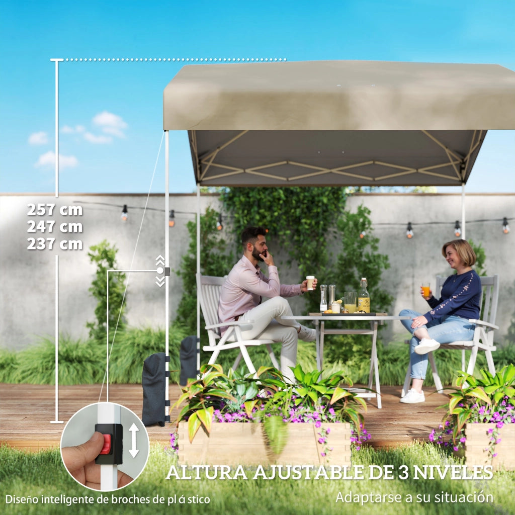 Tenda da Giardino Pieghevole 2.4x2.4 m ¨C Zephmum ¨C Beige UPF50+ con Borsa di Trasporto