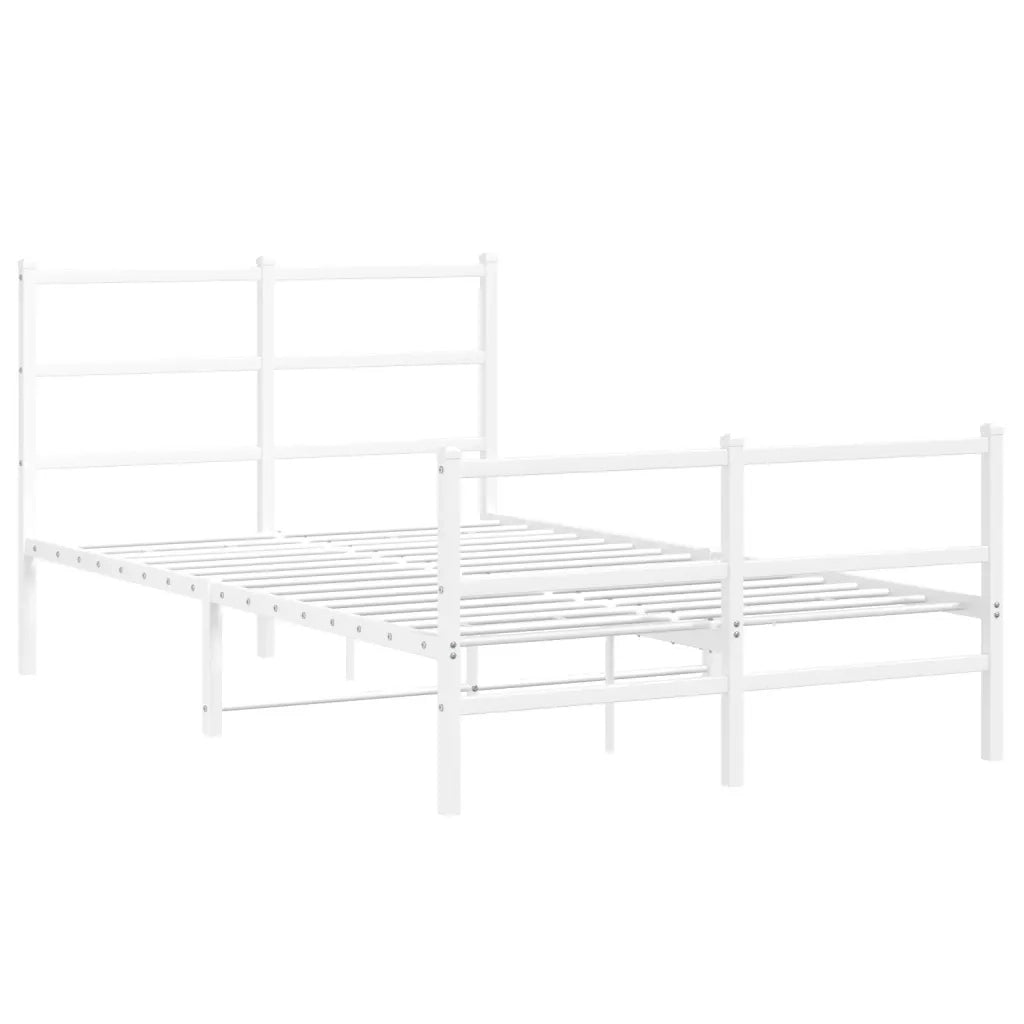 Letto matrimoniale | Letto per adulti | Giroletto con Testiera e Pediera Metallo Bianco 120x190 cm