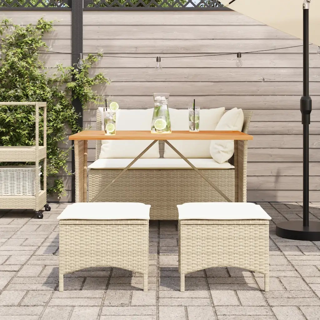 Set da Pranzo da Giardino 4 pz | Set Salotto da Giardino con Cuscini Beige in Polyrattan