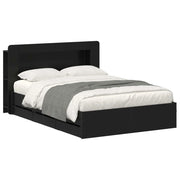 Letto matrimoniale | Letto per adulti | Telaio del letto con storage con testiera Nero 160 x 200 cm
