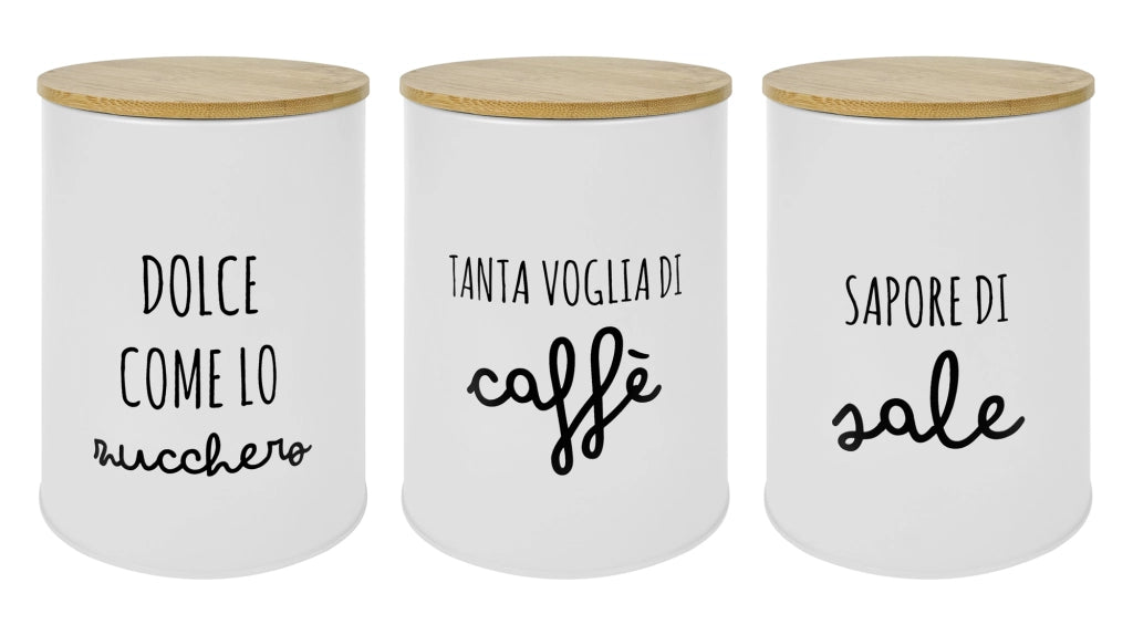 Contenitori Certificati Contatto Alimentare Contenitore Sale Zucchero Caffè Moderne Scritte Barattolo Con Coperchio Ermetico Legno Bambù Dispenser Organizzatori Alimenti Spezie Bianco Nuovo