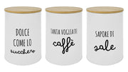 Contenitori Certificati Contatto Alimentare Contenitore Sale Zucchero Caffè Moderne Scritte Barattolo Con Coperchio Ermetico Legno Bambù Dispenser Organizzatori Alimenti Spezie Bianco Nuovo