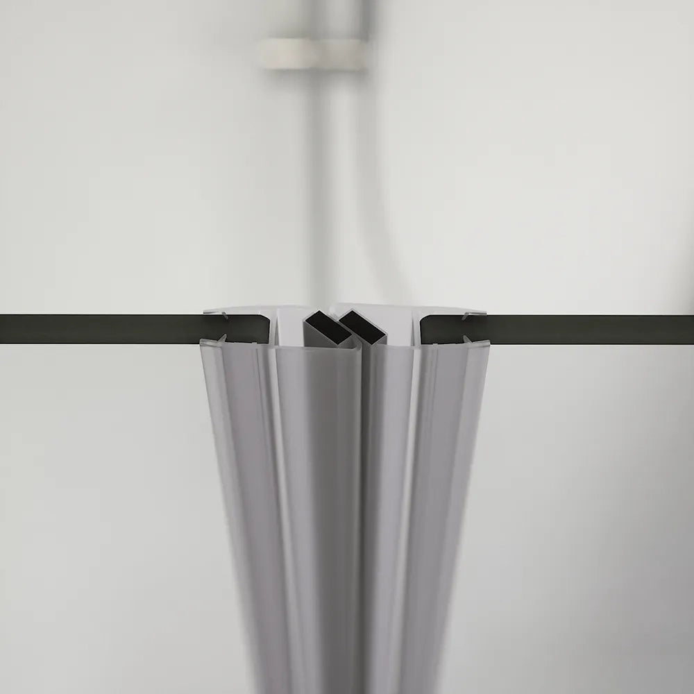 Box doccia 90x70cm con apertura saloon e parete fissa, profili cromati e vetro da 6mm opaco h195 | Elba