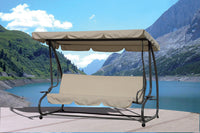 Dondolo Sofà Letto da Giardino 3 Posti in Acciaio Bauer Beige