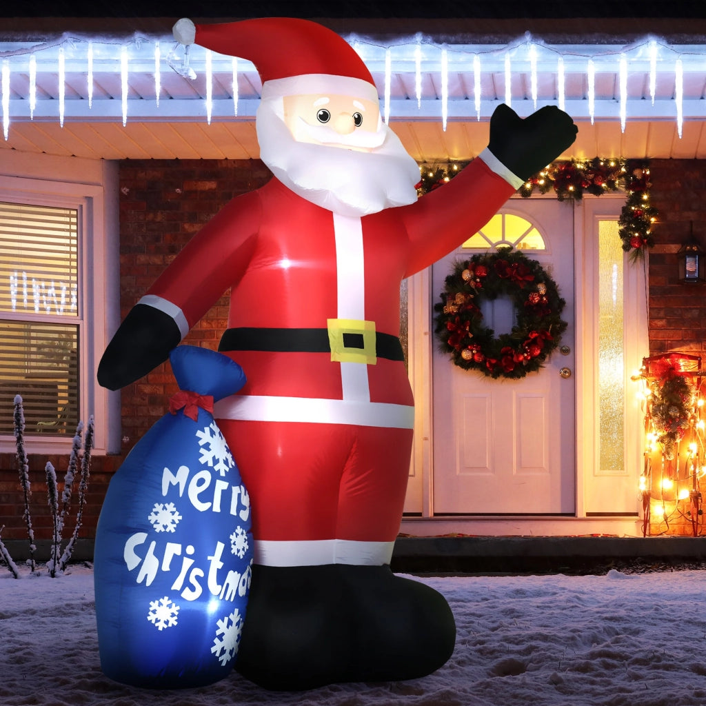 Babbo Natale Gonfiabile Luminoso 146x77x238 cm con  Luci LED