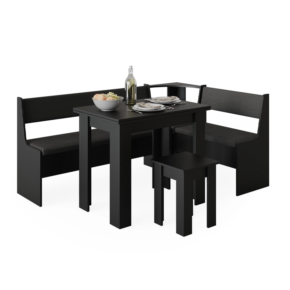 Vicco Gruppo panca ad angolo Nero 120 x 41.5 cm con tavolo
