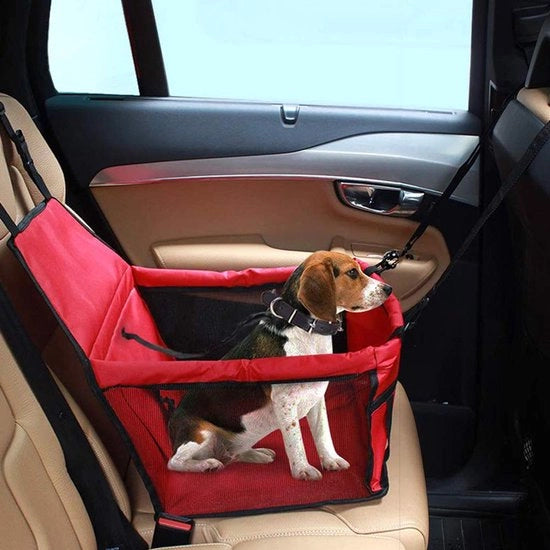 Autostatoletto per piccoli cani o gatti trasportabile Tasca per auto con tessuto Oxford regolabile Impermeabile e respiro naturale Statoregolabile per animali domestici sicuro per auto Cuscino per animali domestici doppio strato gonfiabile (rosso)