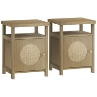 Set di 2 comodini stretti con vano aperto e finitura in vimini, 40 x 35 x 55 cm Marrone
