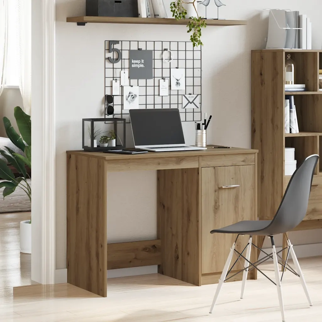 Scrivania | Tavolo da Ufficio Rovere Artigianale 100x50x76 cm in Legno Multistrato