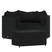 Set di mobili da giardino mobili da esterno set da 4 pezzi con cuscini resina intrecciata nera 02_0016163