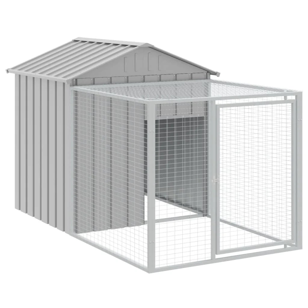 Recinto per pollaio con recinto per galline con cortile libero 117 x 813 x 123 cm in acciaio zincato grigio 02_0043961