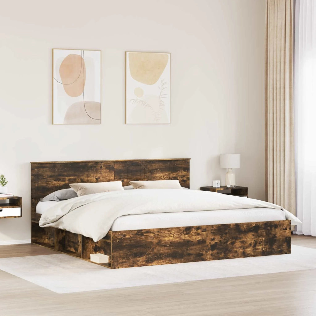 Struttura del letto Rovere fumé 200 x 200 cm Pino massello 3410559