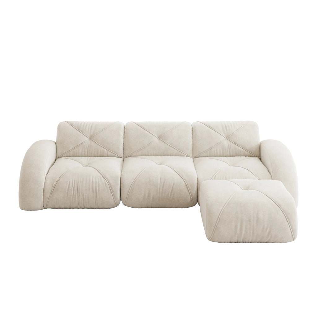 Divano Modulare 3 Posti con Poggiapiedi ¨C MINIMAL ¨C Bianco, Angolare