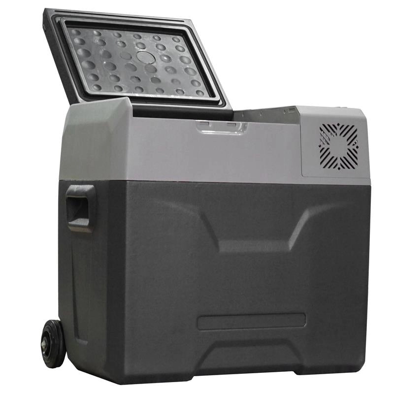FRIGO PER AUTO DA 50L CON PANNELLO TOUCH MANIGLIA E 2 RUOTE IN ALLUMINIO E PLASTICA 58.6X37.8X54.5 CM GRIGIO