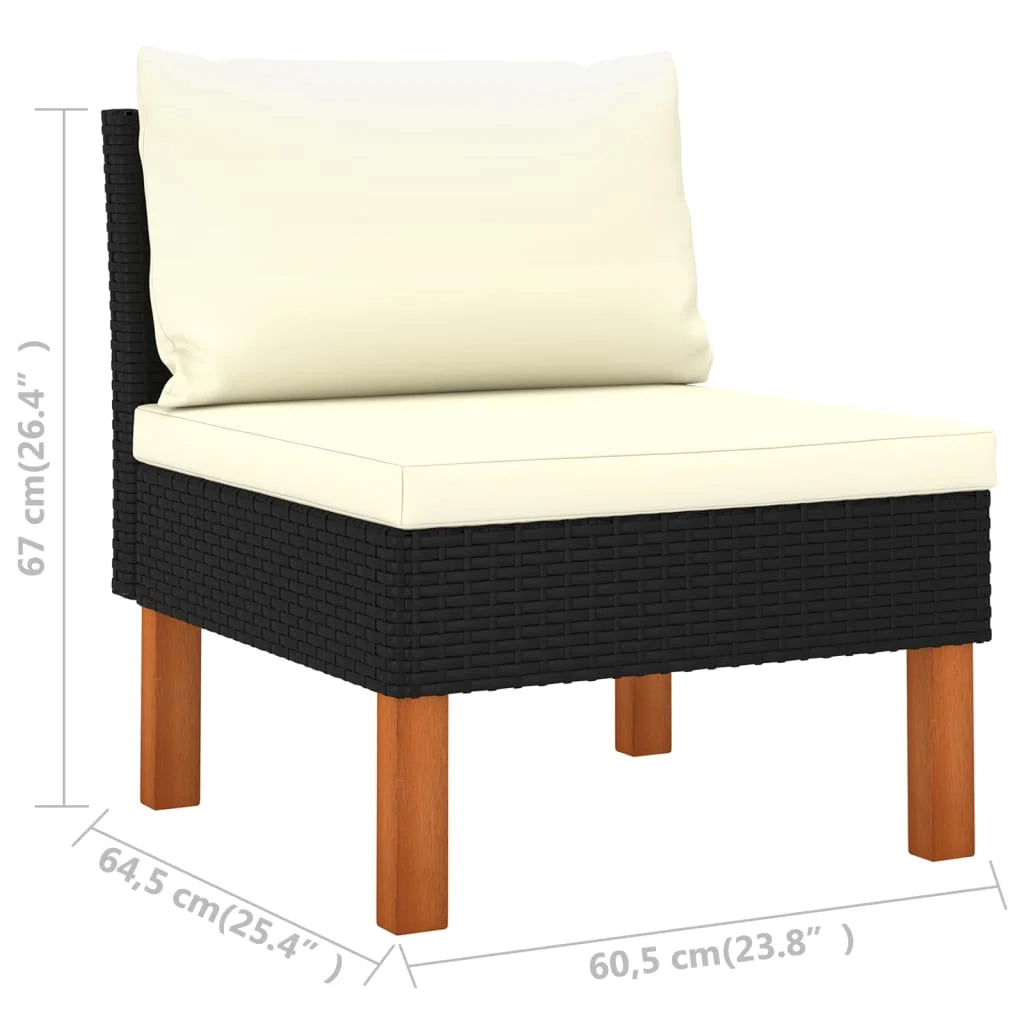 Set di mobili da giardino mobili da esterno 7 pezzi con cuscini resina intrecciata nera 02_0017317