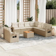 Set Divano da Giardino 10 pz con Cuscini Beige in Polyrattan 3256961