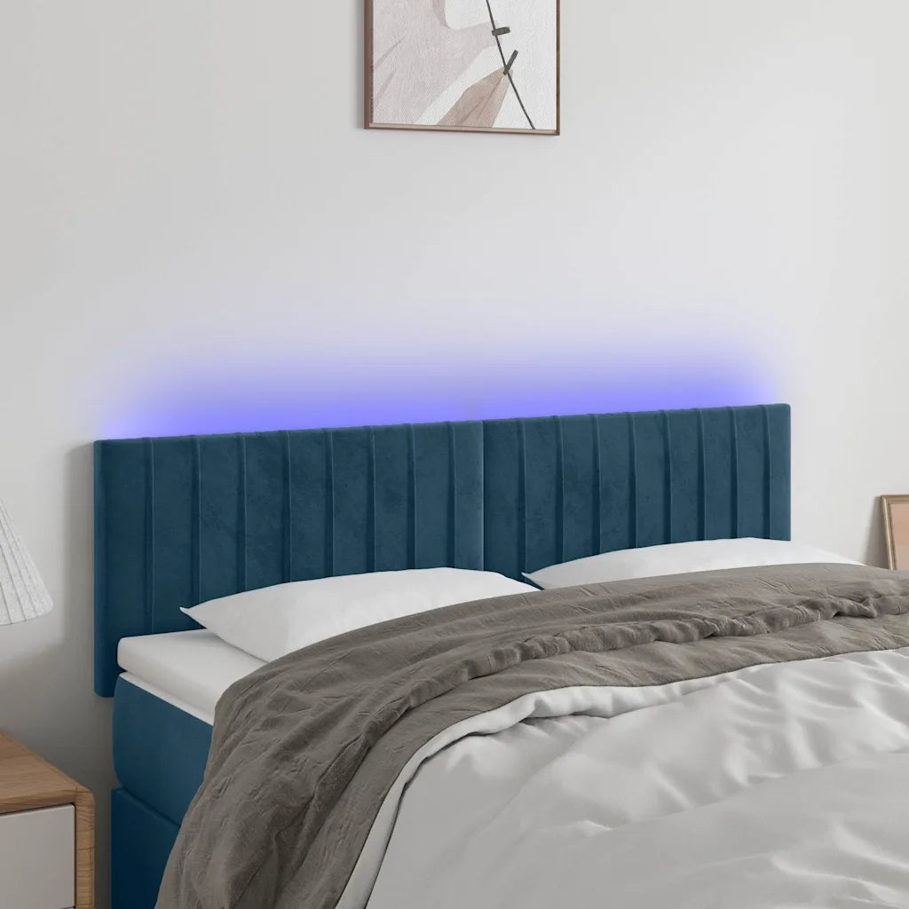 Testiera a LED-Testata con LED Blu Scuro 144x5x78/88 cm in Velluto 839999
