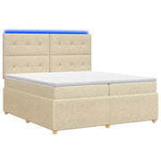 Letto Box Spring LED con Materasso Crema 200 x 200 cm Tessuto 3455942