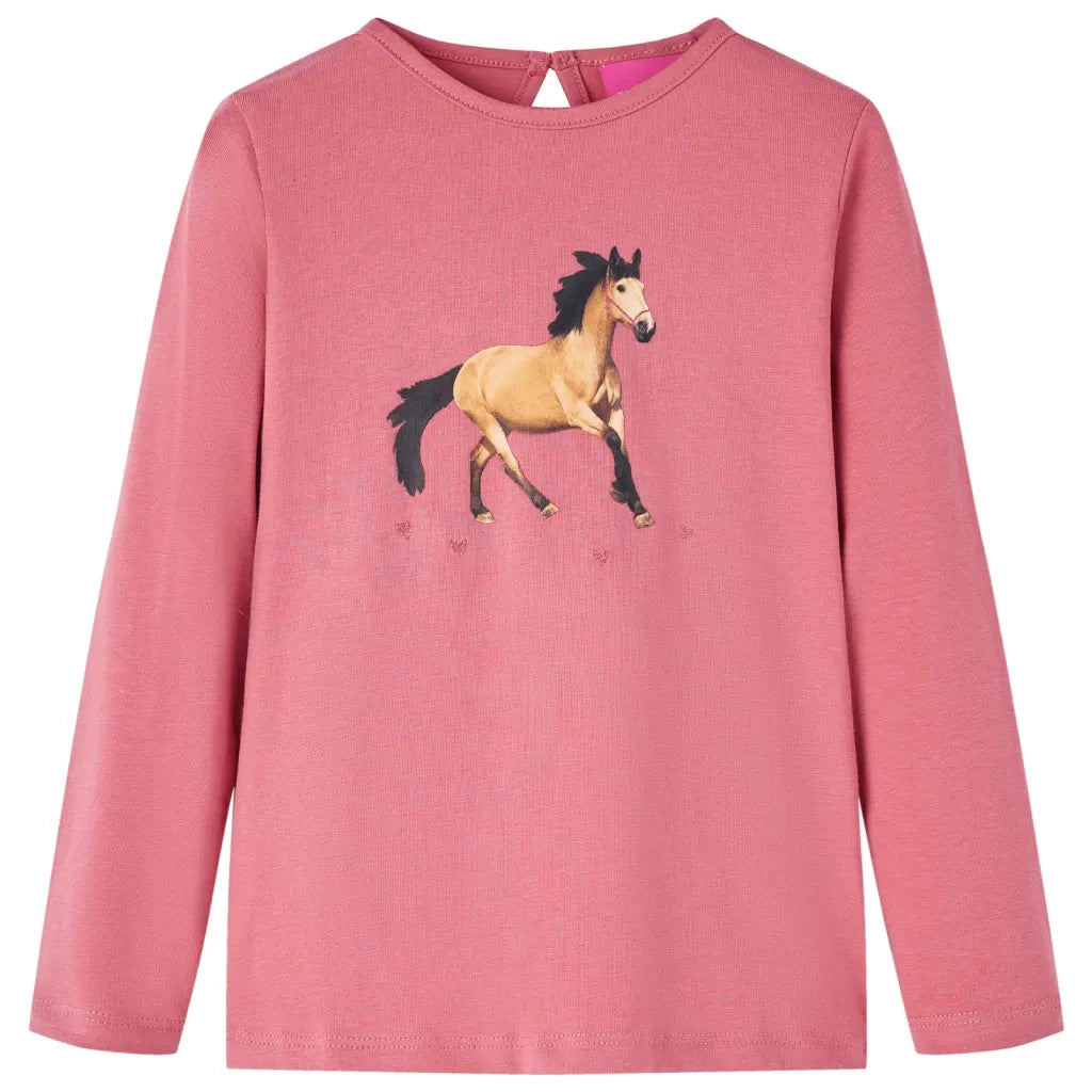 Maglietta da Bambina a Maniche Lunghe Rosa Antico 116 14021