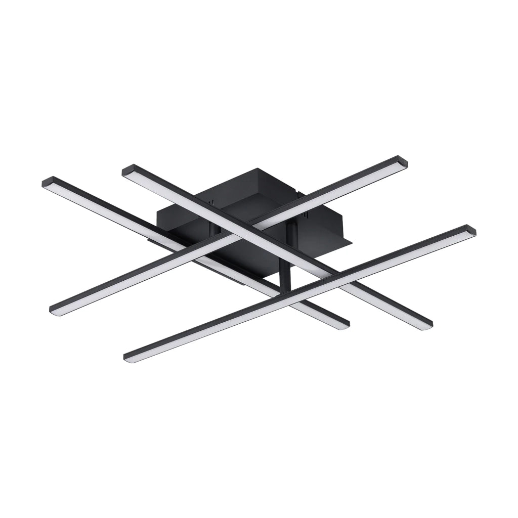 Plafoniera Moderna Lasana 3 Acciaio Nero 4 Luci Led Integrato 5,3W