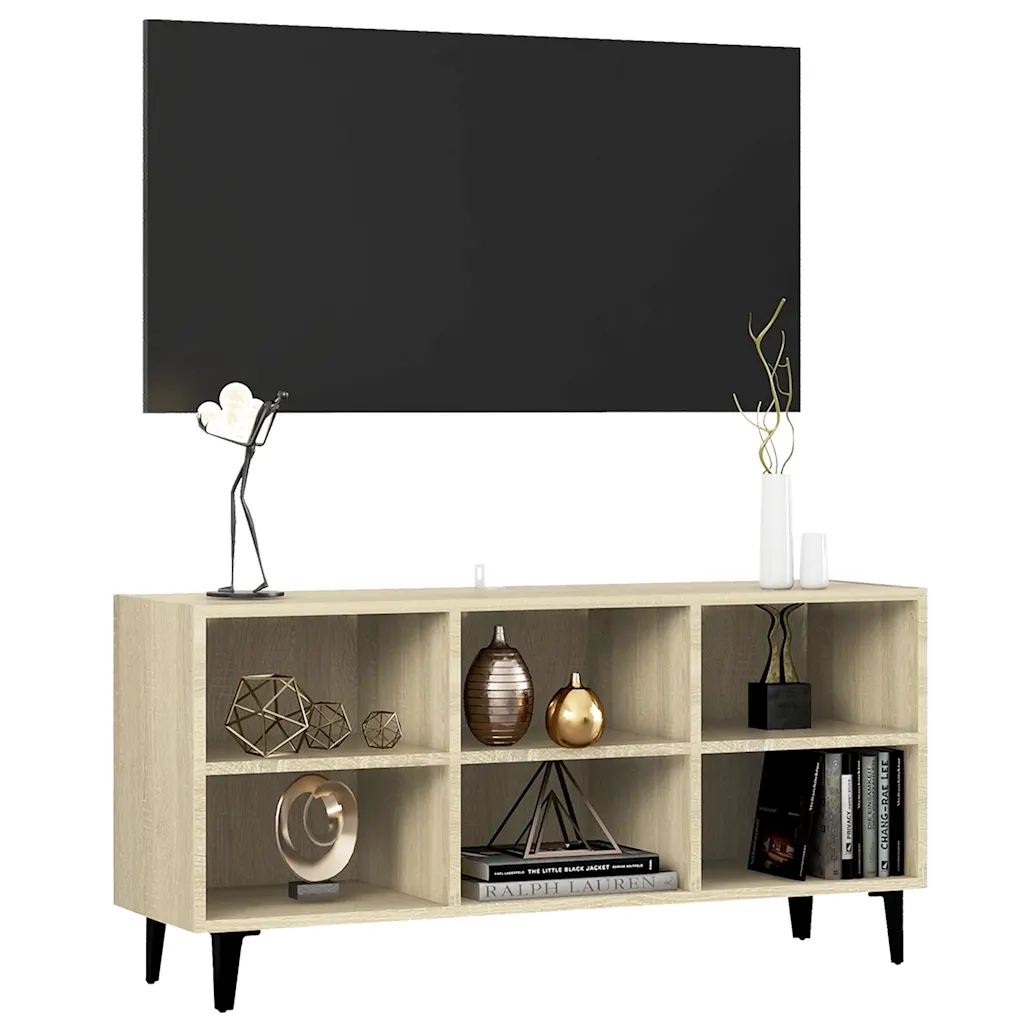 Mobile TV con Gambe in Metallo Rovere Sonoma 103,5x30x50 cm cod mxl 23577