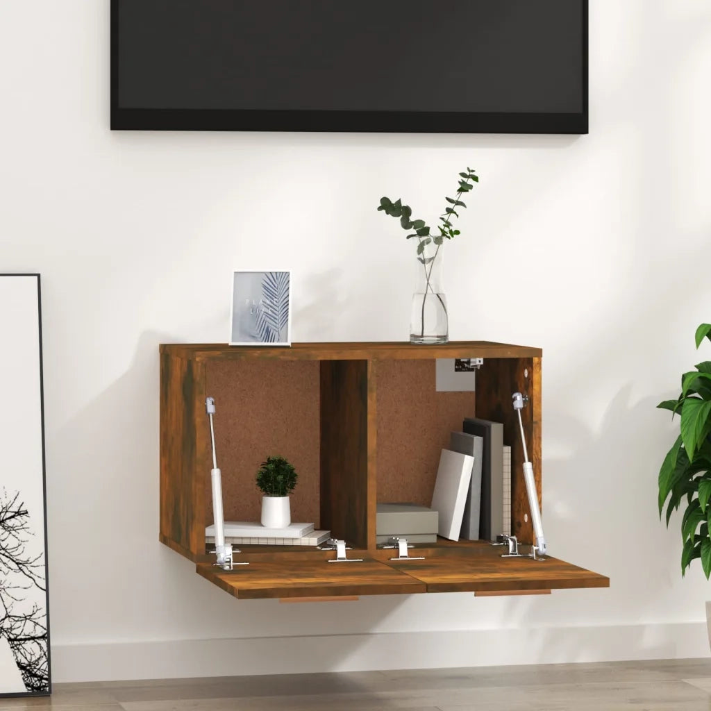 Armadietto a Muro | Mobile a Parete Rovere Fumo 60x36,5x35 cm in Legno Multistrato