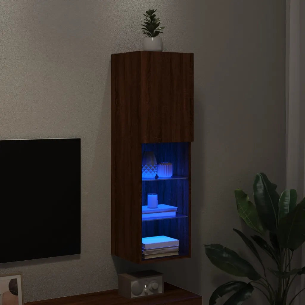 Mobile TV | Armadietto TV | Mobile Porta TV con Luci LED Rovere Marrone 30,5x30x102 cm