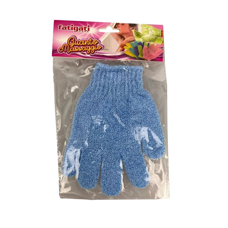 GUANTO MASSAGGIO MATERIALE IN POLIESTERE ESFOLIANTE DOPPIA FACCIA  COLORI ASSORTITI 1 PZ