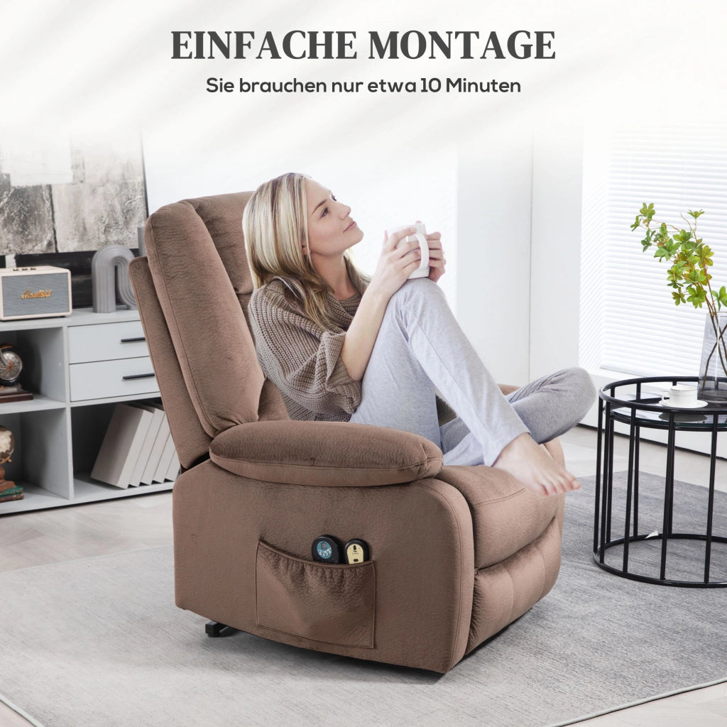 Poltrona Massaggiante Elettrica Reclinabile ¨C Zephmum ¨C Marrone 90x93x110cm