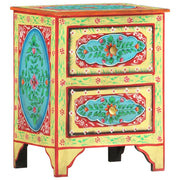 Comodino Dipinto a Mano 40x30x50 cm in Legno Massello di Mango cod mxl 30487
