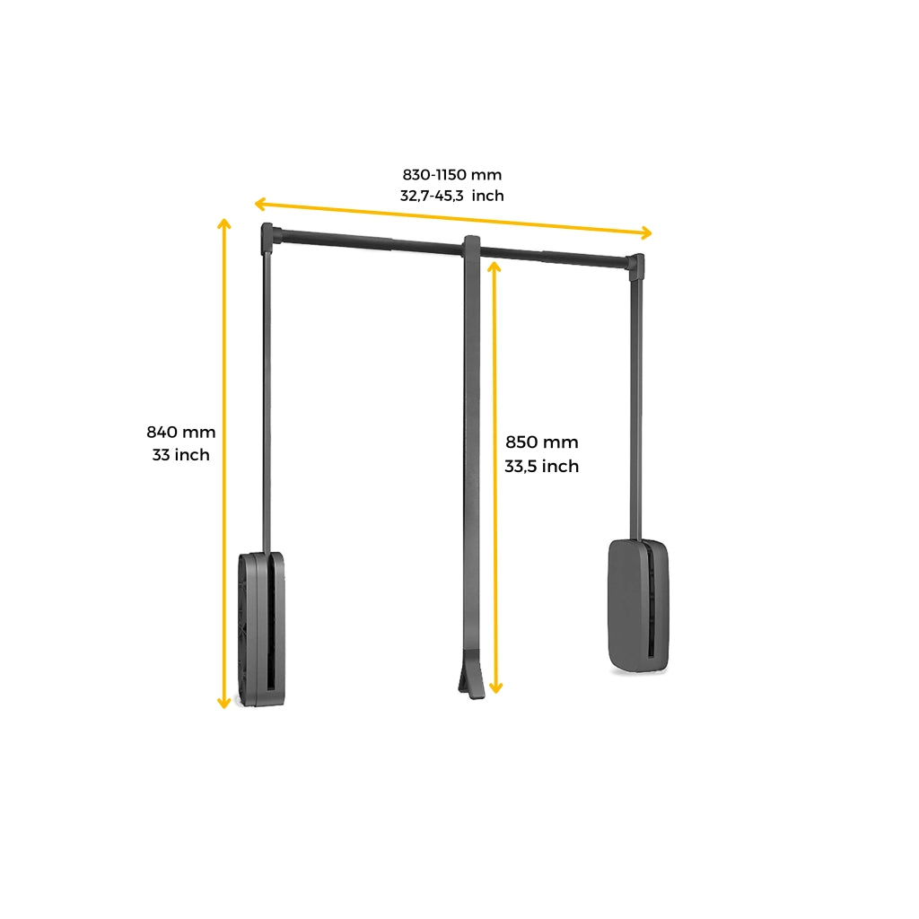 Emuca Appendiabiti per armadio Sling, 830 - 1150, Titanio, Acciaio e Tecnoplastica, 1 u.