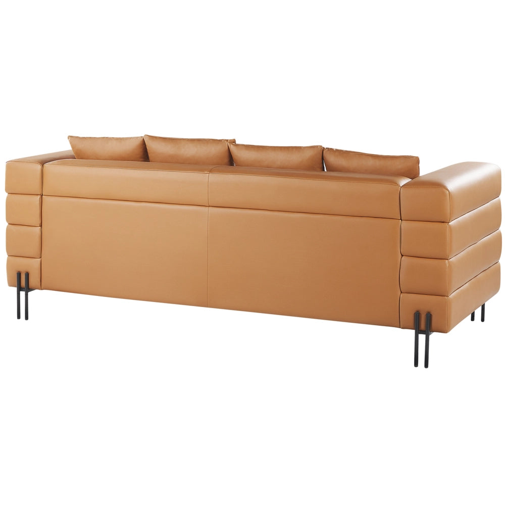 Divano Marrone Ecopelle Gambe In Metallo 3 Posti Design Moderno Mobili Soggiorno Moderni