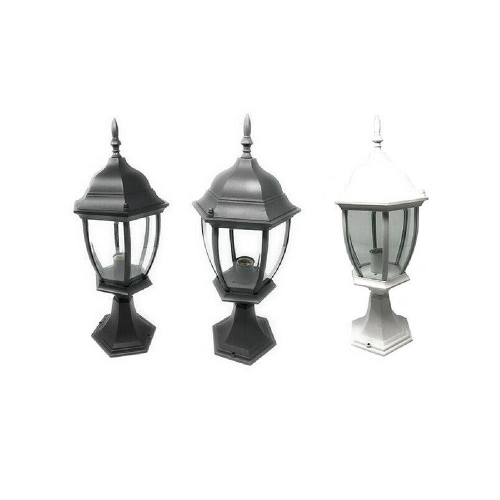Trade Shop - Lampione Da Giardino 48cm Lanterna In Vetro E27 Luce Da Esterno Alluminio Es45 -