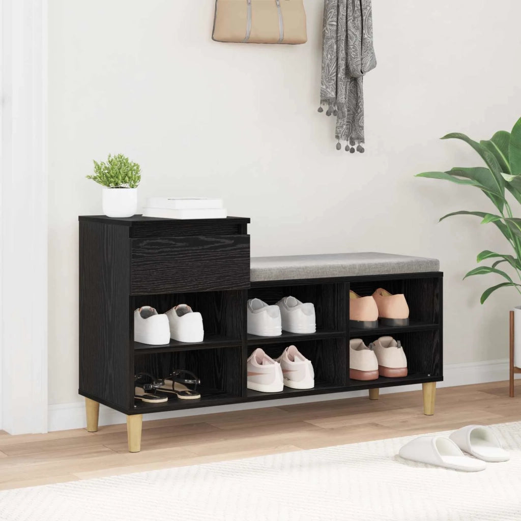 Scarpiera | Mobile per scarpe con cassetto Rovere Nero 102 x 36 x 60 cm