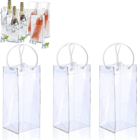 Tre tazze trasparenti per ghiaccio, PVC, champagne, senza liquido, tazze per champagne, ghiaccio, PVC, per birra fredda, vino, bevande, festa, outdoor, campeggio, taverna