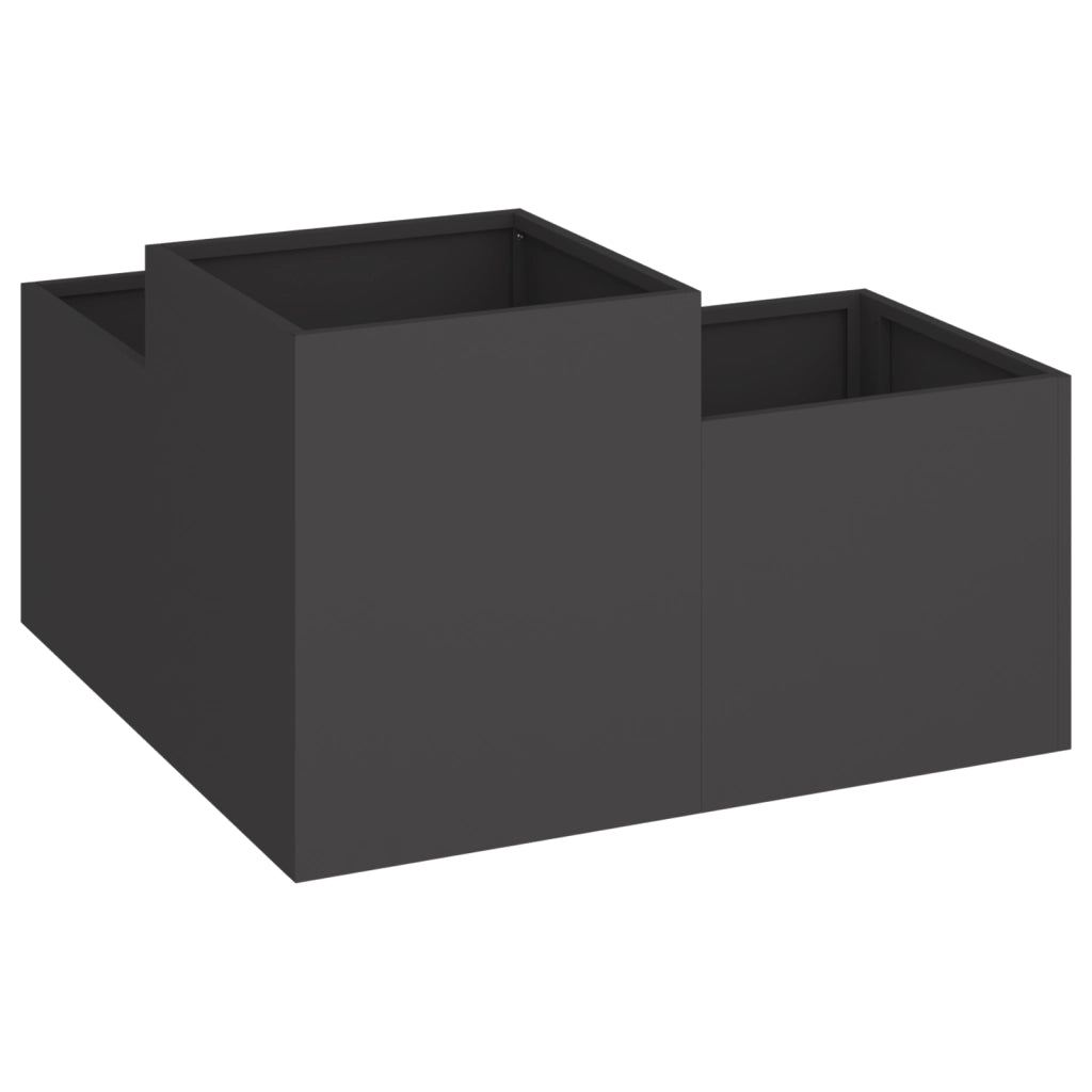 Fioriera da Giardino 100x100x48 cm Acciaio Nero