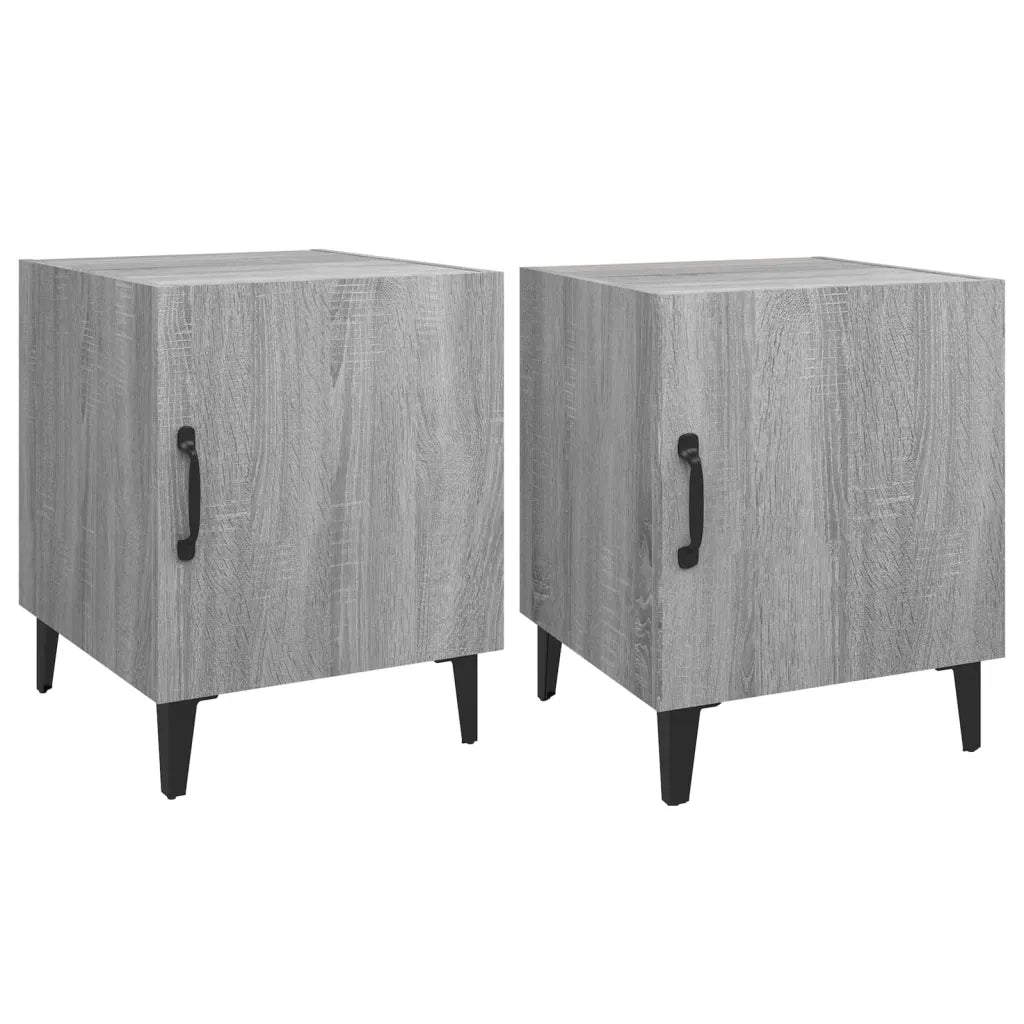 Comodini 2 pz-Set di 2 Tavolino da notte Grigio Sonoma in Legno Multistrato 702251