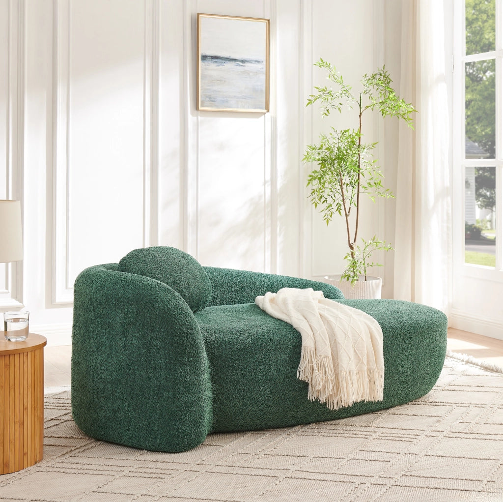 Divano in tessuto Teddy con schiuma ad alta elasticità; design arrotondato; verde