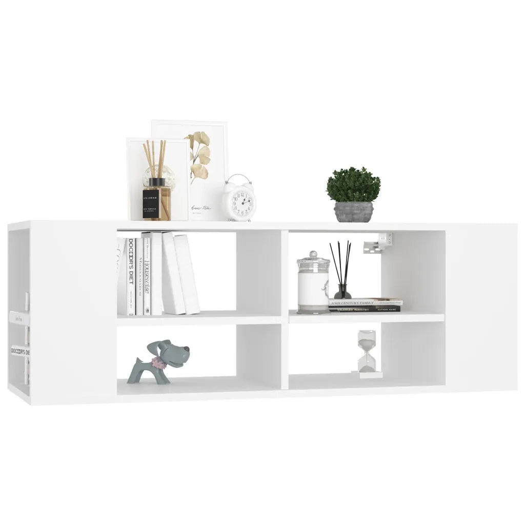 Armadietto TV da Parete Bianco 102x35x35cm in Legno Multistrato cod mxl 9083